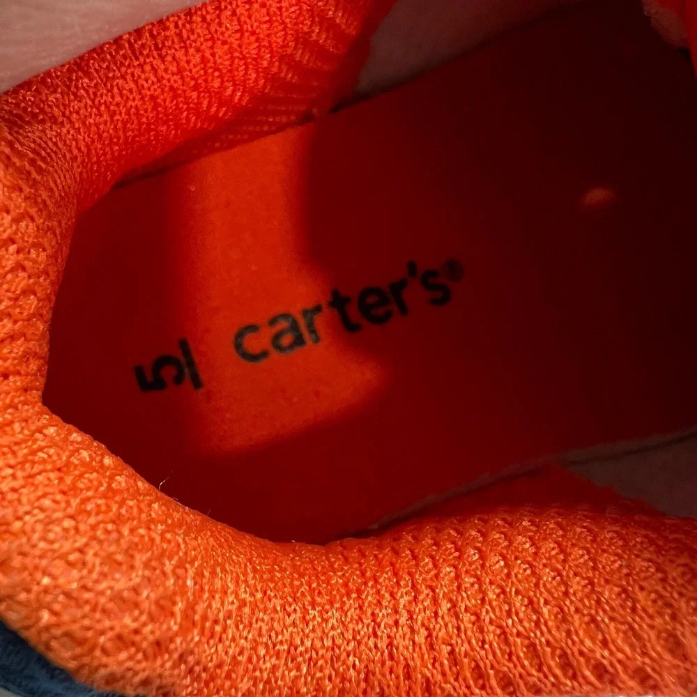 Carter's Atlas Sneakers Light Up Navy Orange Athletic Sporty Colorful Toddler 5M